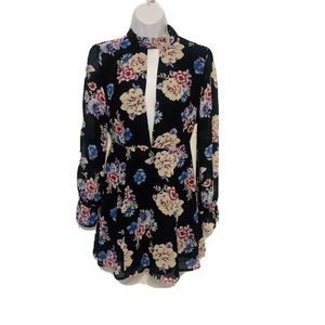 NWT Forever 21 Black Floral Sheer Mini Dress Small